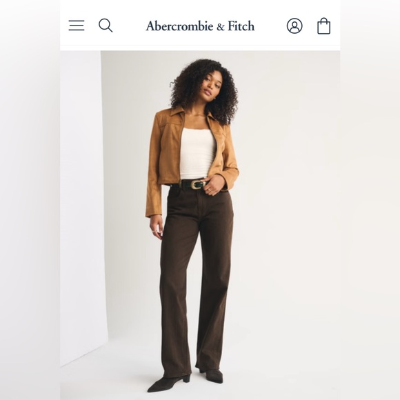 Abercrombie & Fitch Denim - Abercrombie & Fitch Curve Love High Rise 90s Relaxed Jean in Chocolate Brown